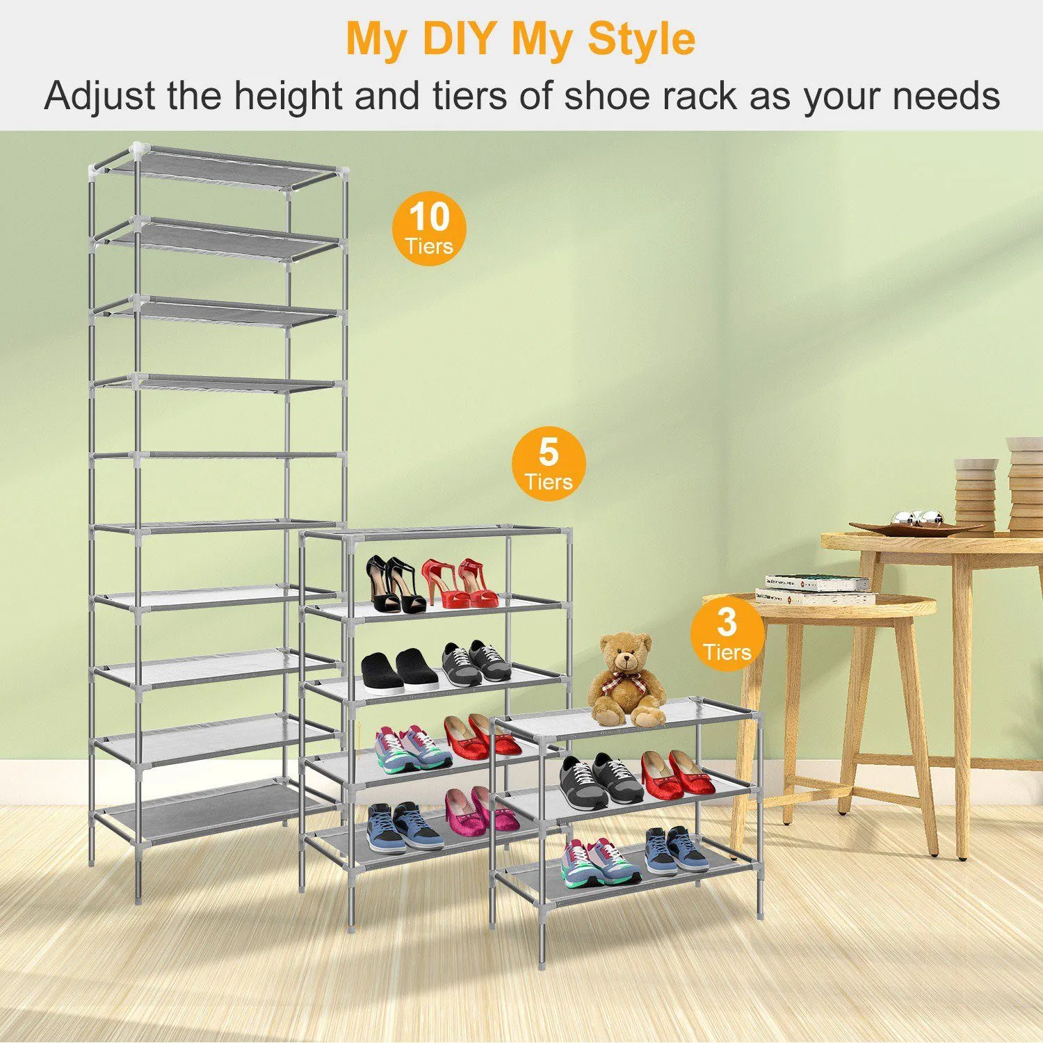 10-Tier Shoe Rack Shelves 27 Pairs Shoes Organizer