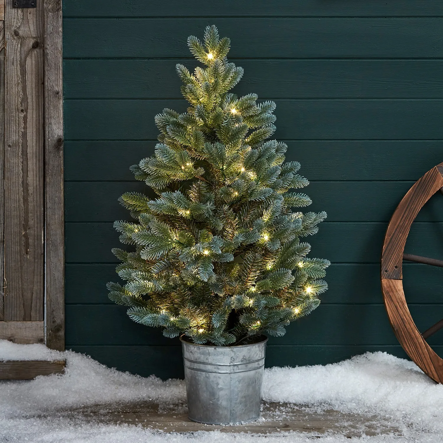 90cm Pre Lit Potted Outdoor Christmas Tree