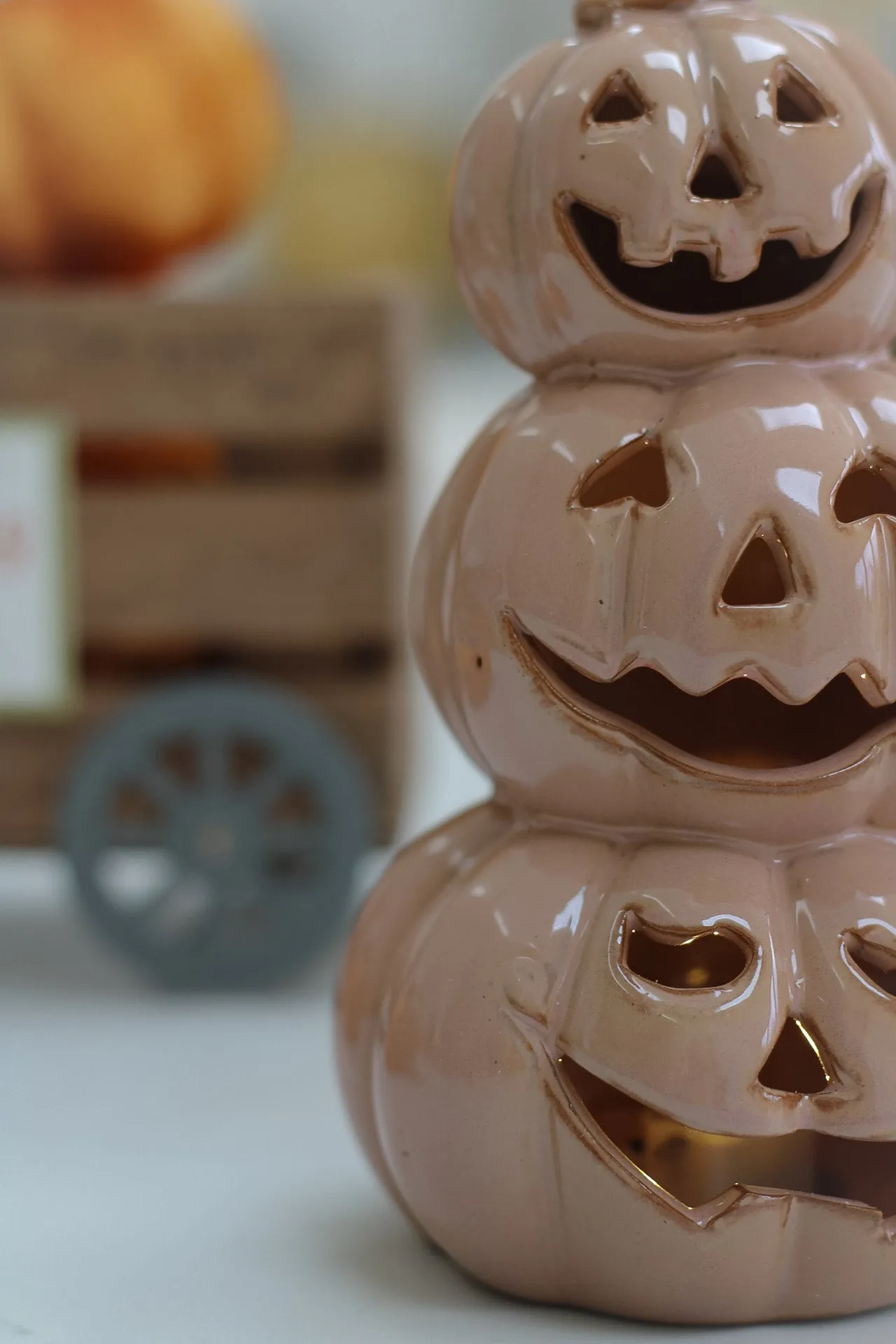 Amber Ceramic Stacked Pumpkins