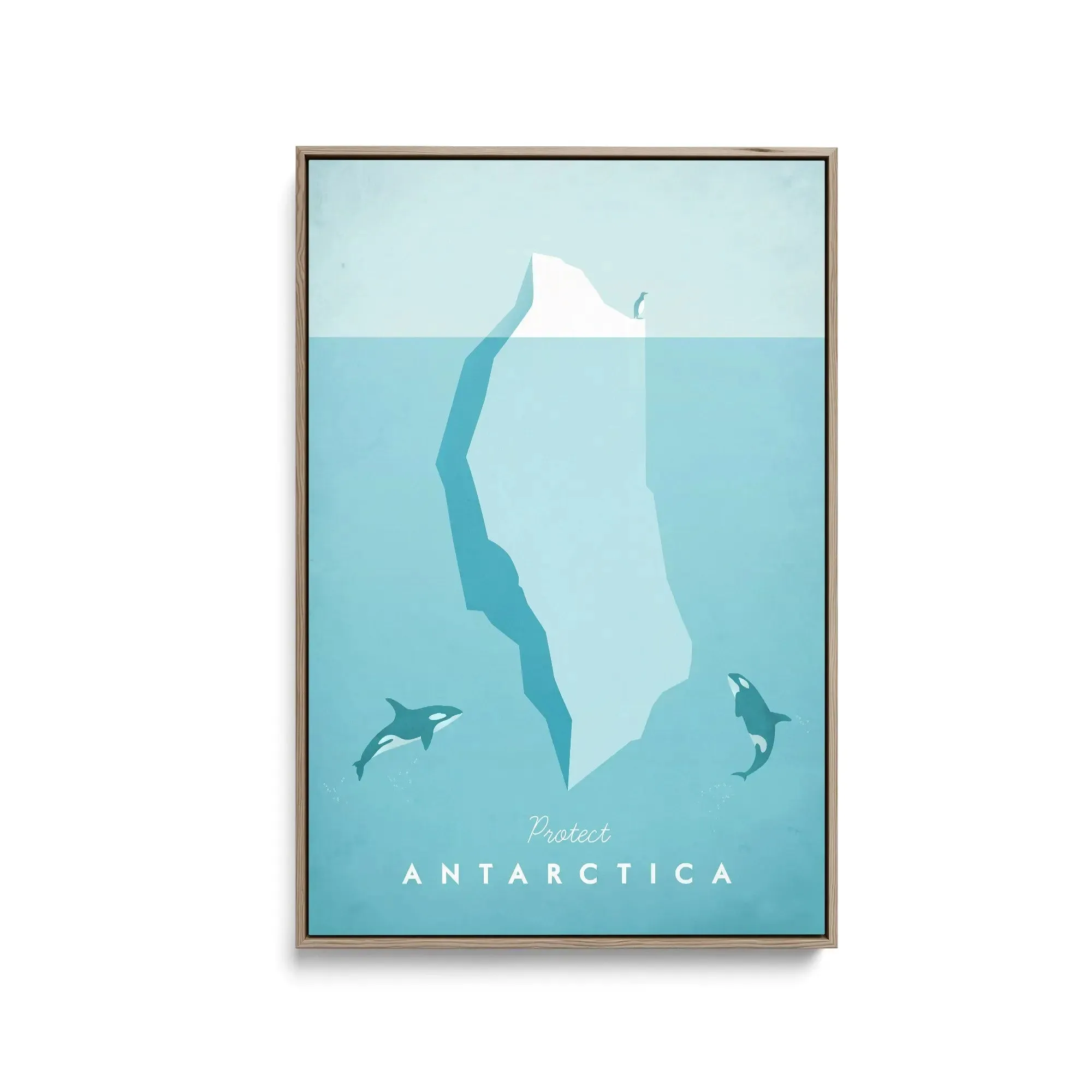 Antarctica by Henry Rivers - Stretched Canvas Print or Framed Fine Art Print - Artwork- Vintage Inspired Travel Poster