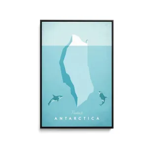 Antarctica by Henry Rivers - Stretched Canvas Print or Framed Fine Art Print - Artwork- Vintage Inspired Travel Poster