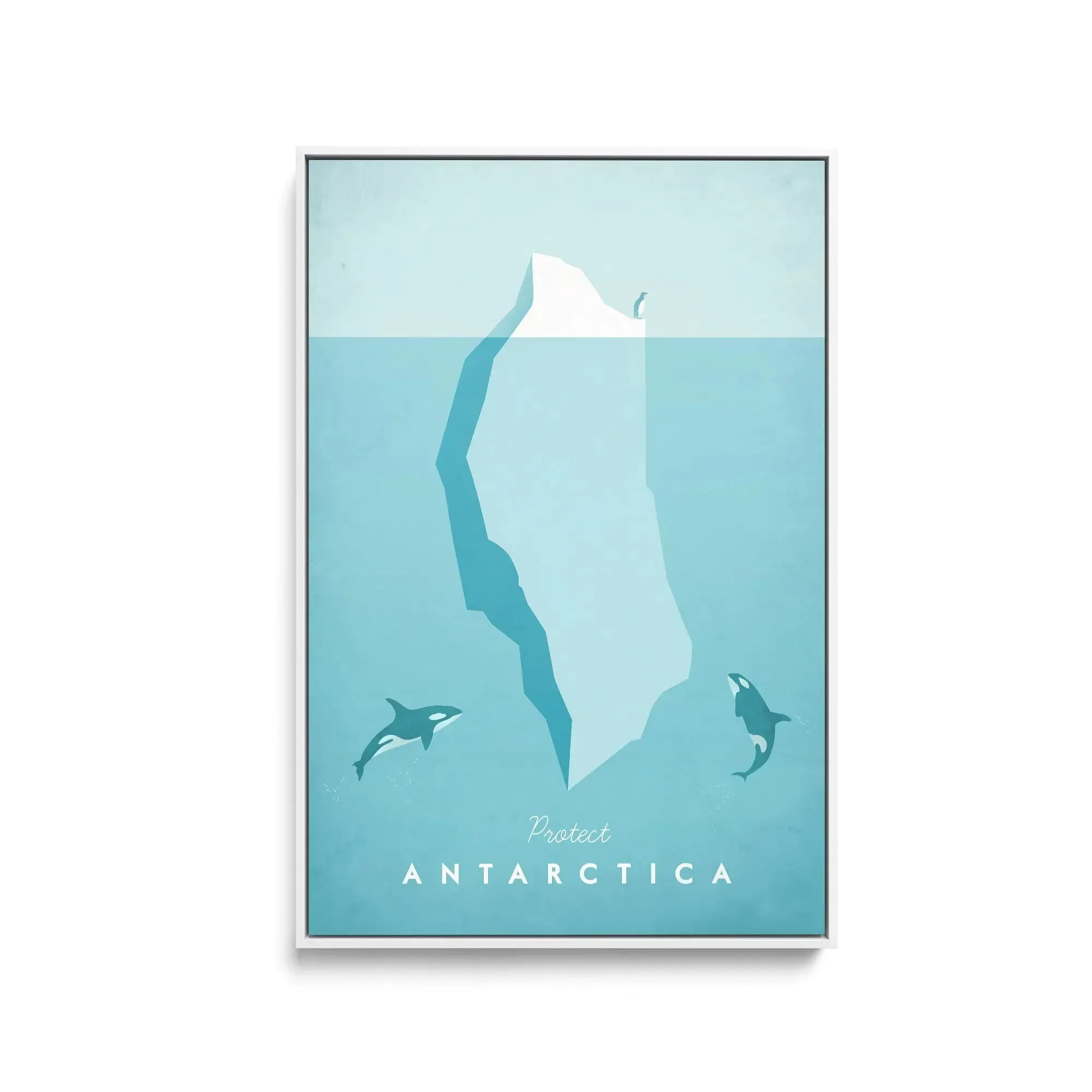 Antarctica by Henry Rivers - Stretched Canvas Print or Framed Fine Art Print - Artwork- Vintage Inspired Travel Poster