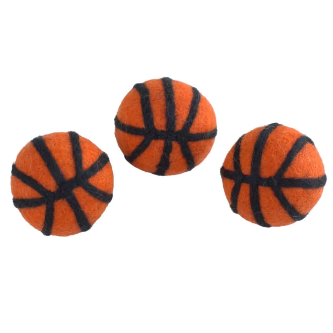 Basketball Felted Shapes- Set of 3 or 5