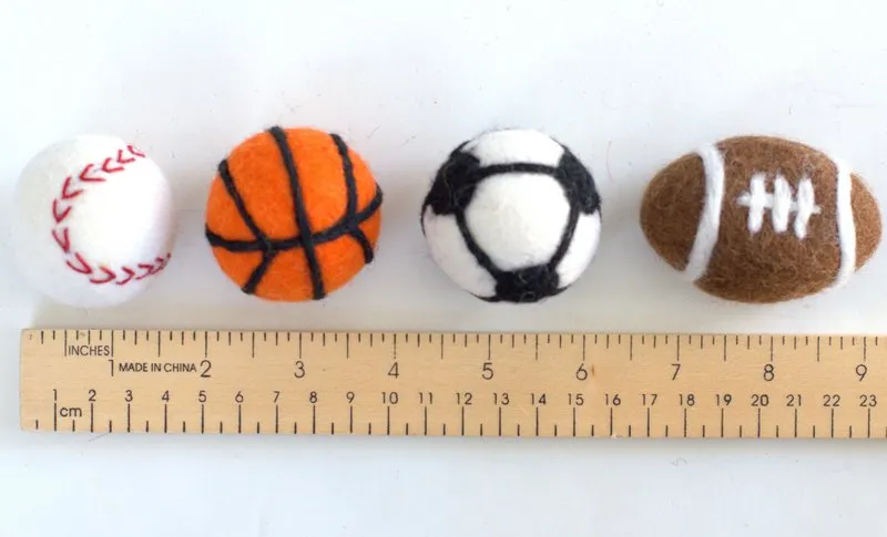 Basketball Felted Shapes- Set of 3 or 5