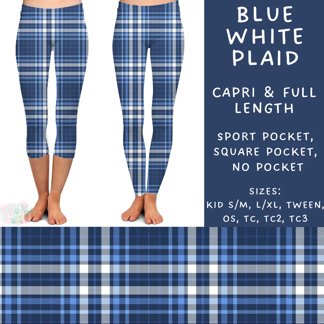 Batch #241 - Winter Wonderland 2 - Closes 11/22 - ETA mid Jan - Blue White Plaid Full and Capri Length Leggings