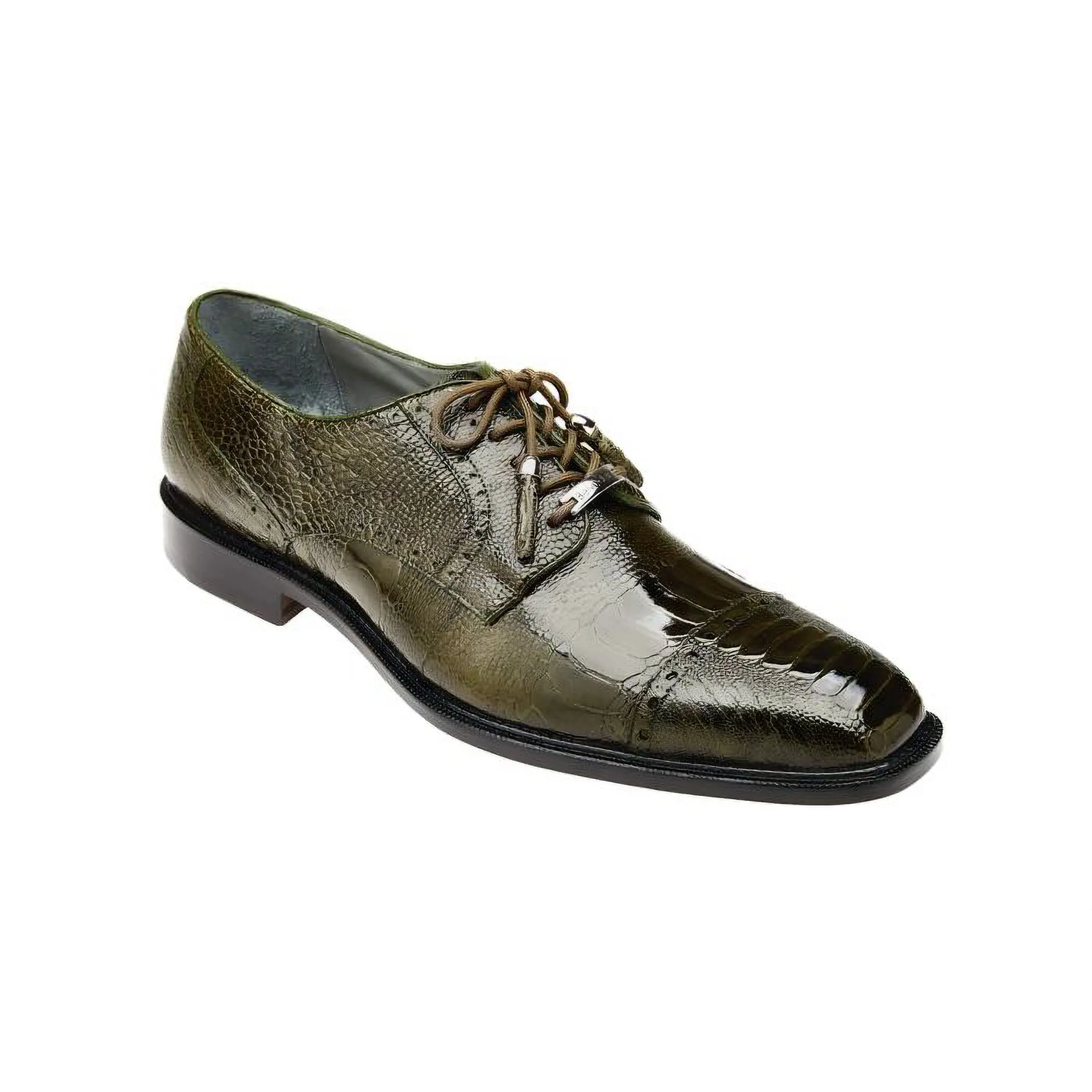 Belvedere Batta in Olive Genuine Ostrich Oxfords