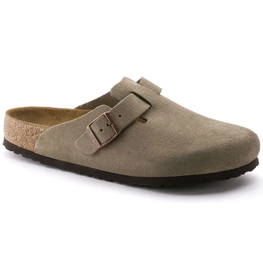 Birkenstock Boston Suede Soft Footbed Slip-Ons - Taupe