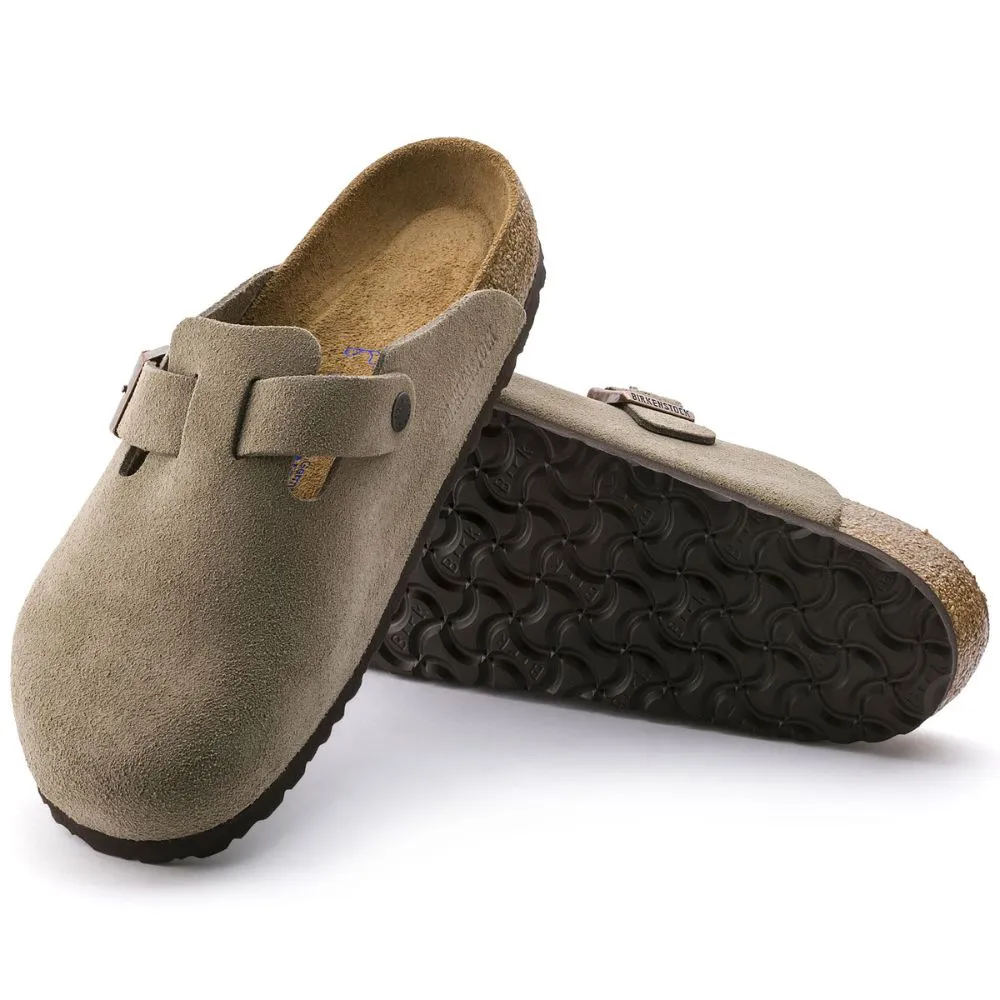 Birkenstock Boston Suede Soft Footbed Slip-Ons - Taupe