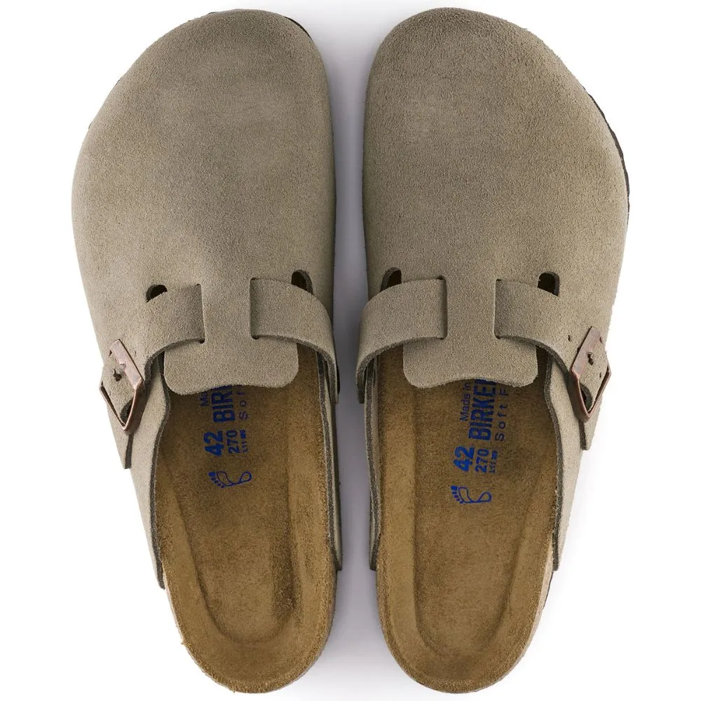 Birkenstock Boston Suede Soft Footbed Slip-Ons - Taupe