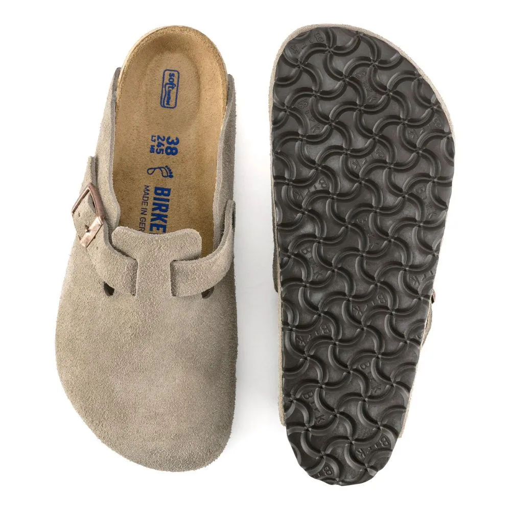 Birkenstock Boston Suede Soft Footbed Slip-Ons - Taupe