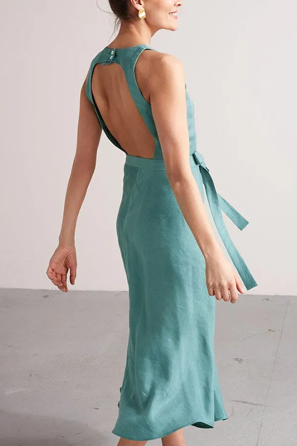 CHIC BUTTON OPEN BACK DRESS