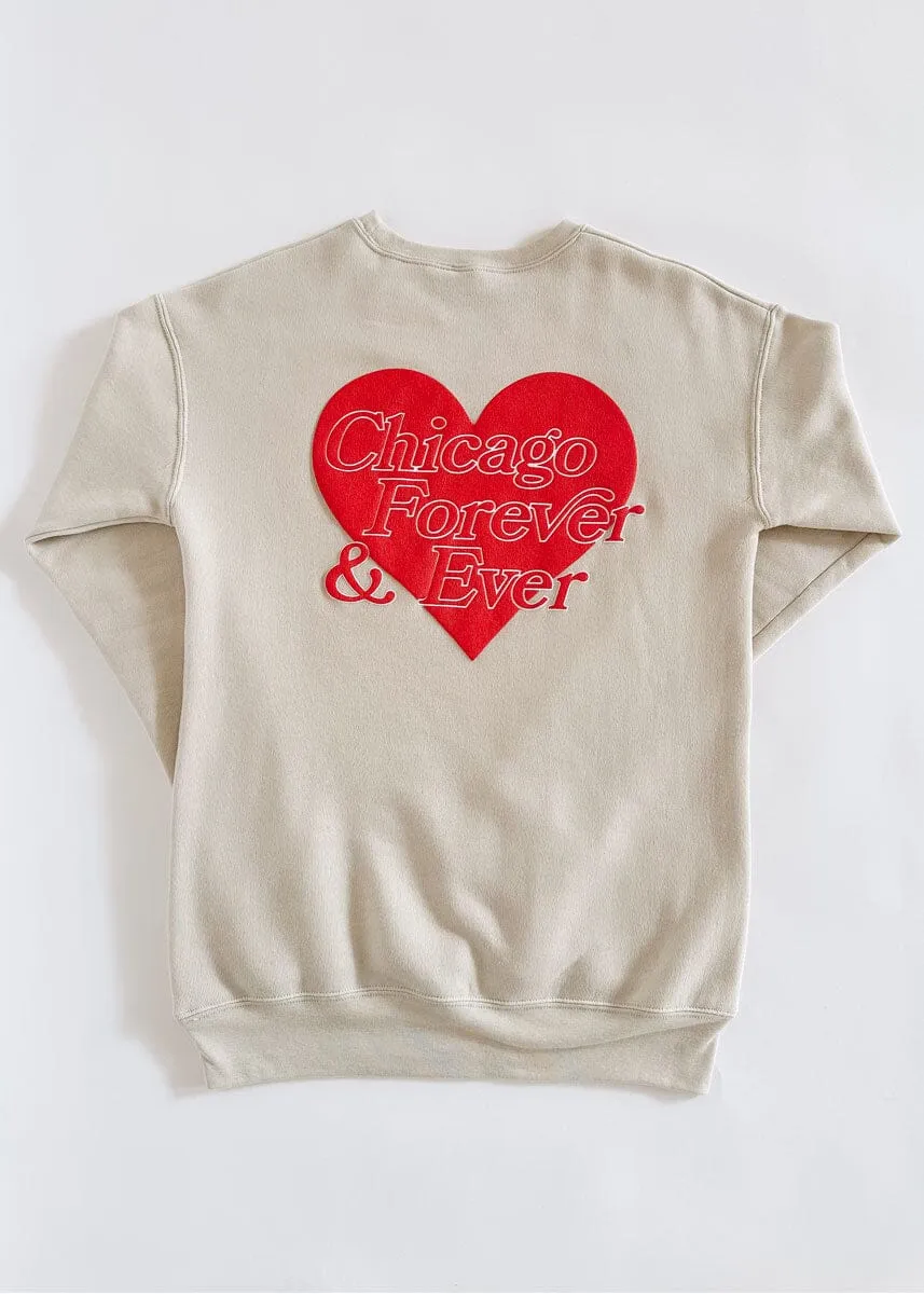 Chicago Forever & Ever Heart Sweatshirt - Heather Dust