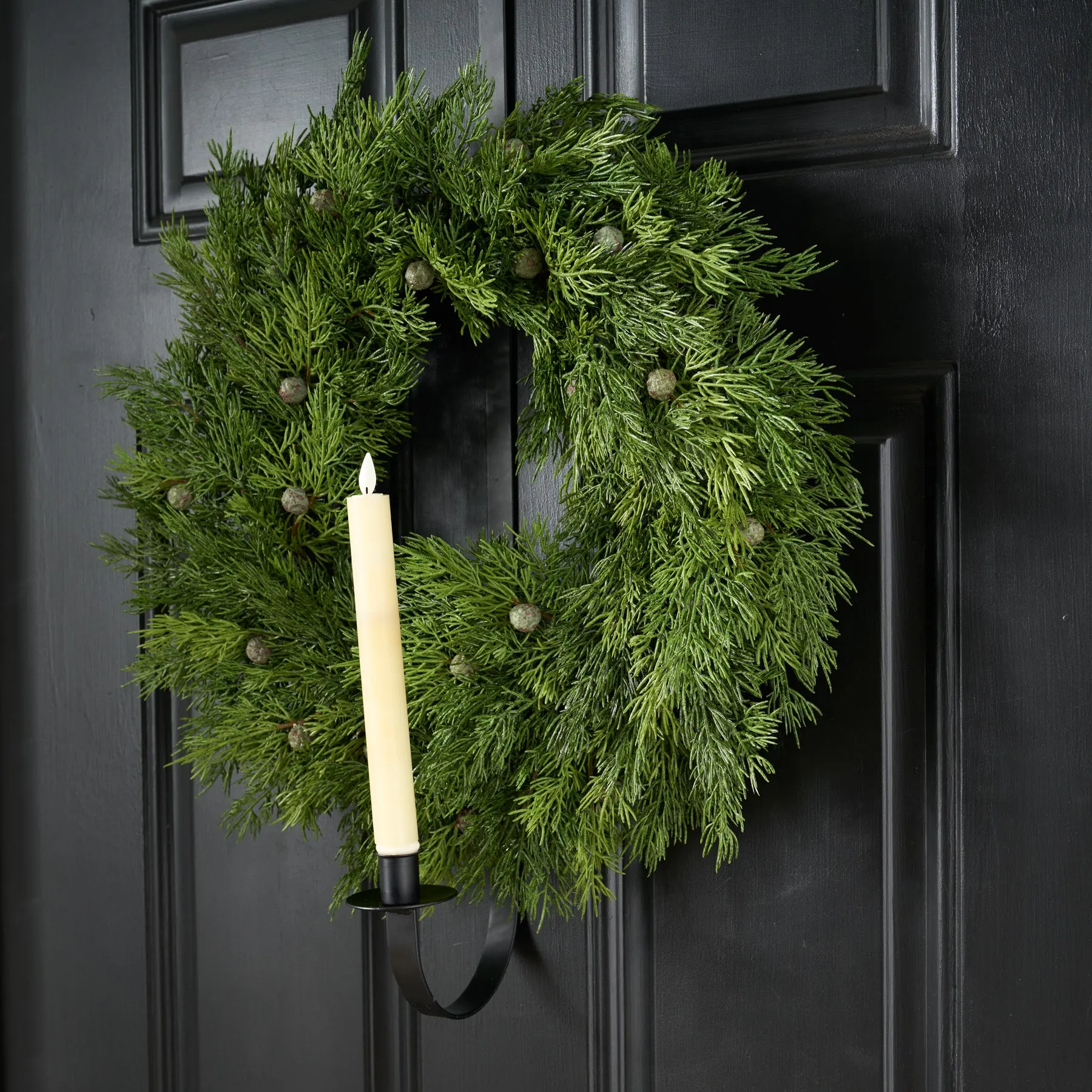 Classic Over the Door Black Metal Wreath & Candle Holder Hanger - 32"