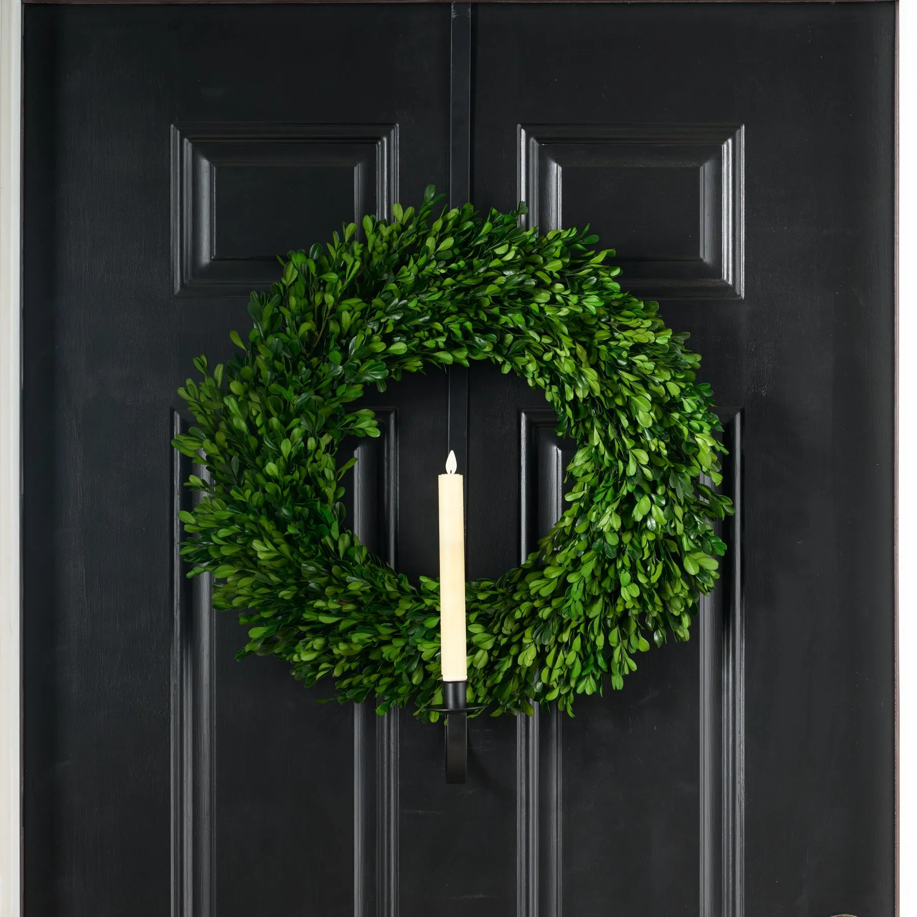 Classic Over the Door Black Metal Wreath & Candle Holder Hanger - 32"