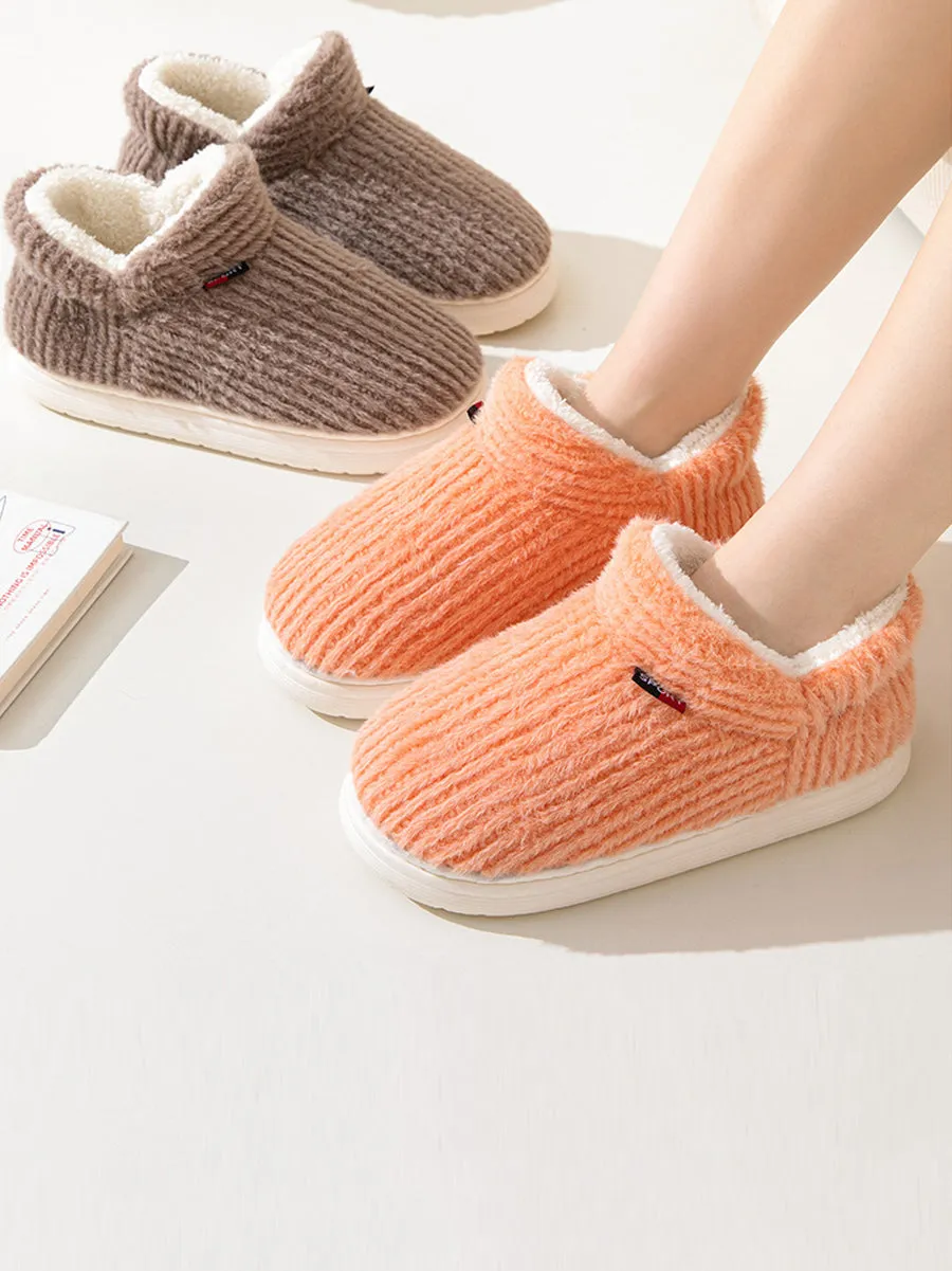 Couple Solid Indoor Warm Fleece Shoes