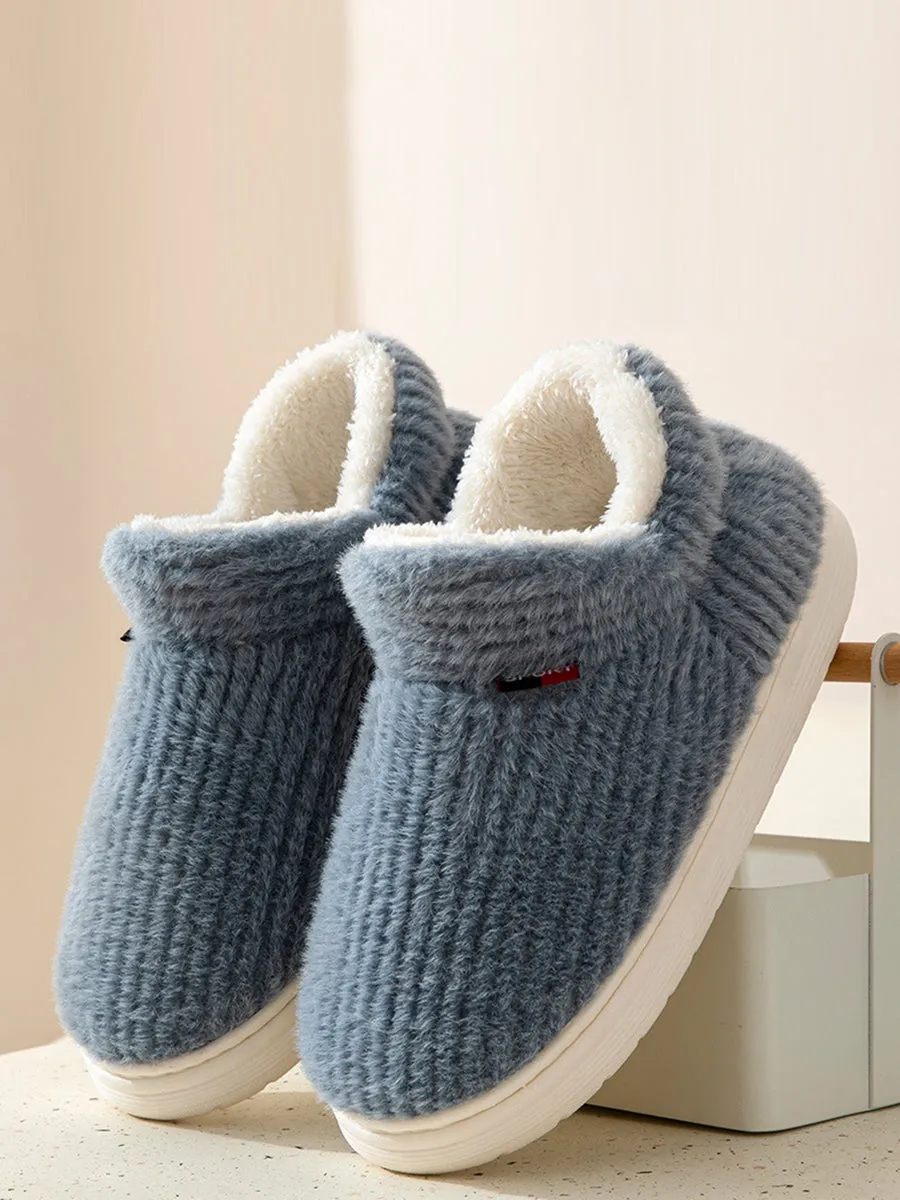 Couple Solid Indoor Warm Fleece Shoes