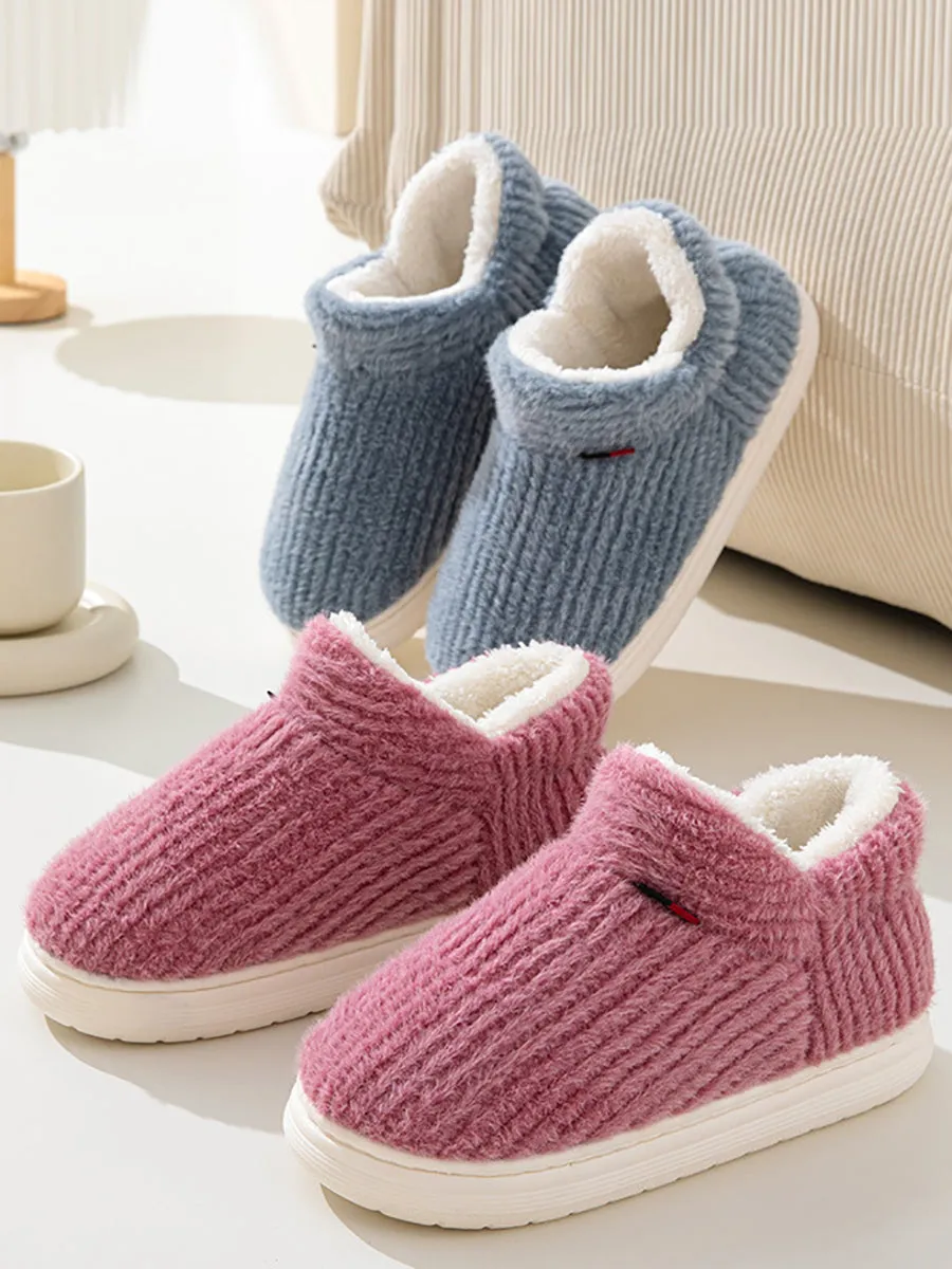 Couple Solid Indoor Warm Fleece Shoes