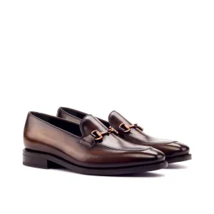 DapperFam Luciano in Brown Men's Hand-Painted Patina Loafer