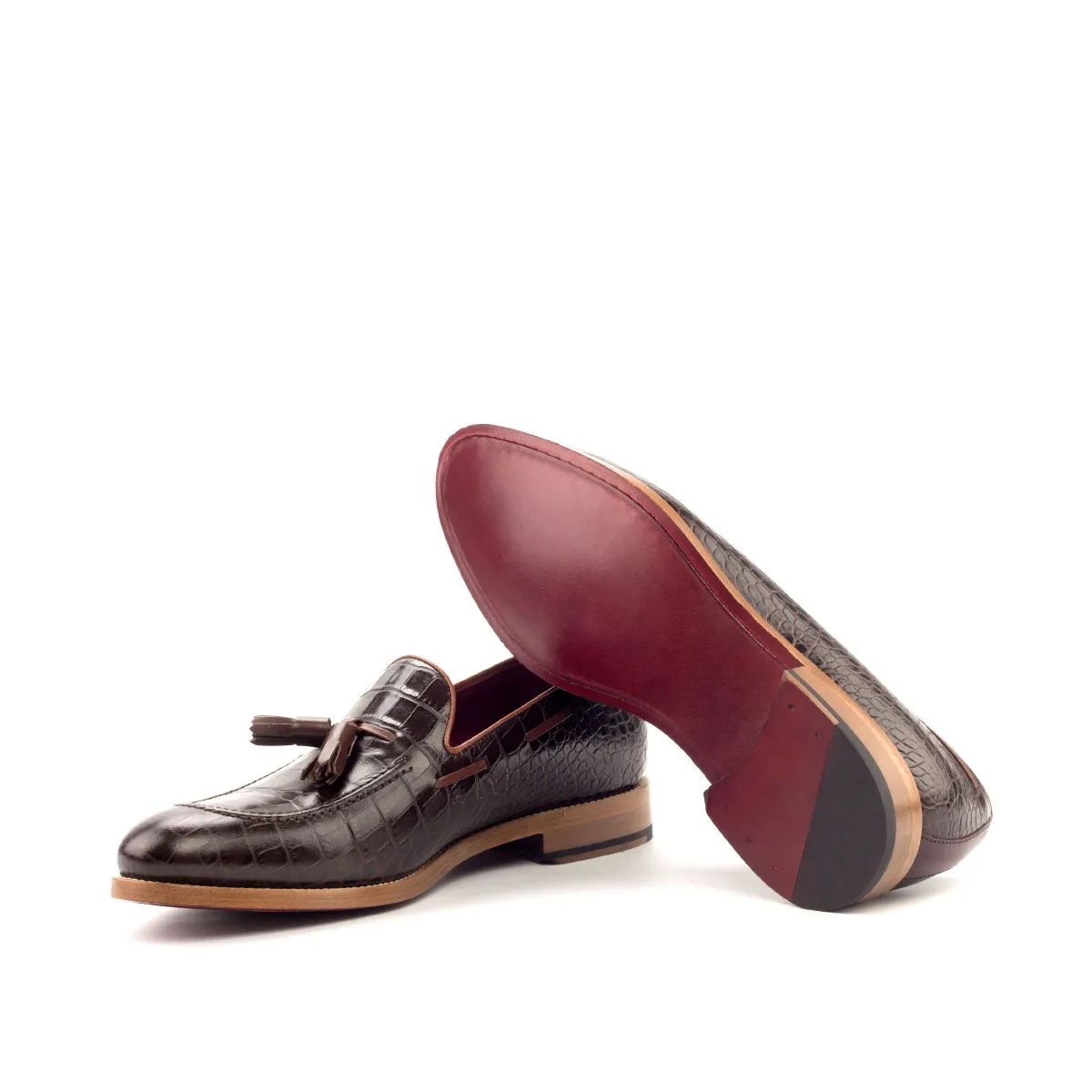 DapperFam Luciano in Dark Brown / Burgundy / Cognac/ Med Brown Men's Italian Leather Loafer