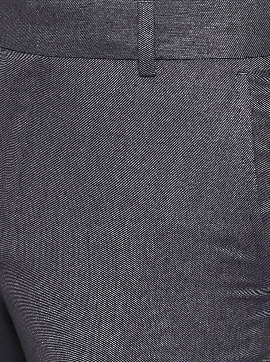 Dark Grey Solid Slim Fit Formal Trouser | Greenfibre