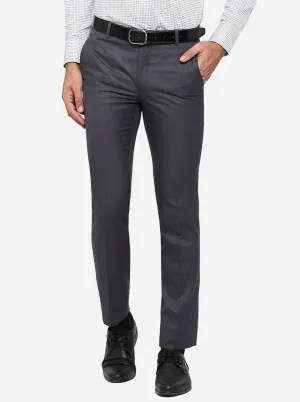 Dark Grey Solid Slim Fit Formal Trouser | Greenfibre