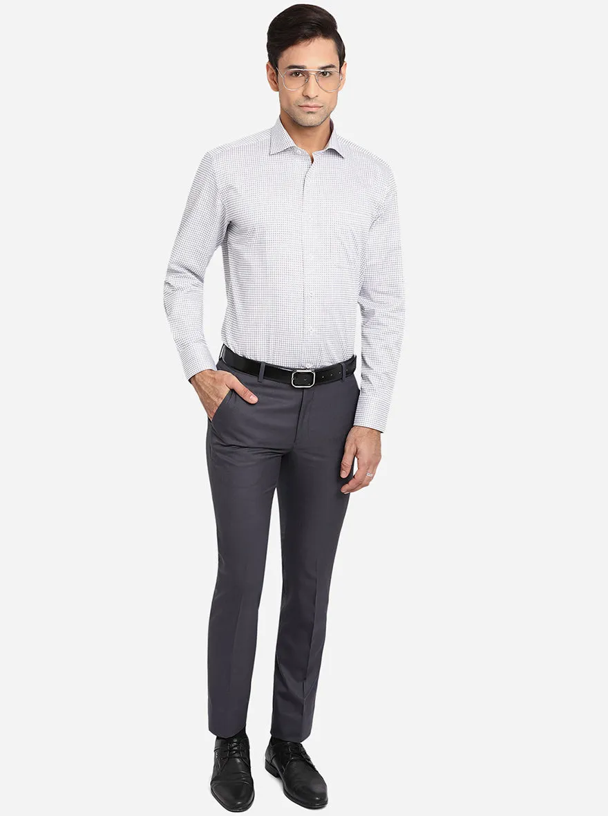 Dark Grey Solid Slim Fit Formal Trouser | Greenfibre