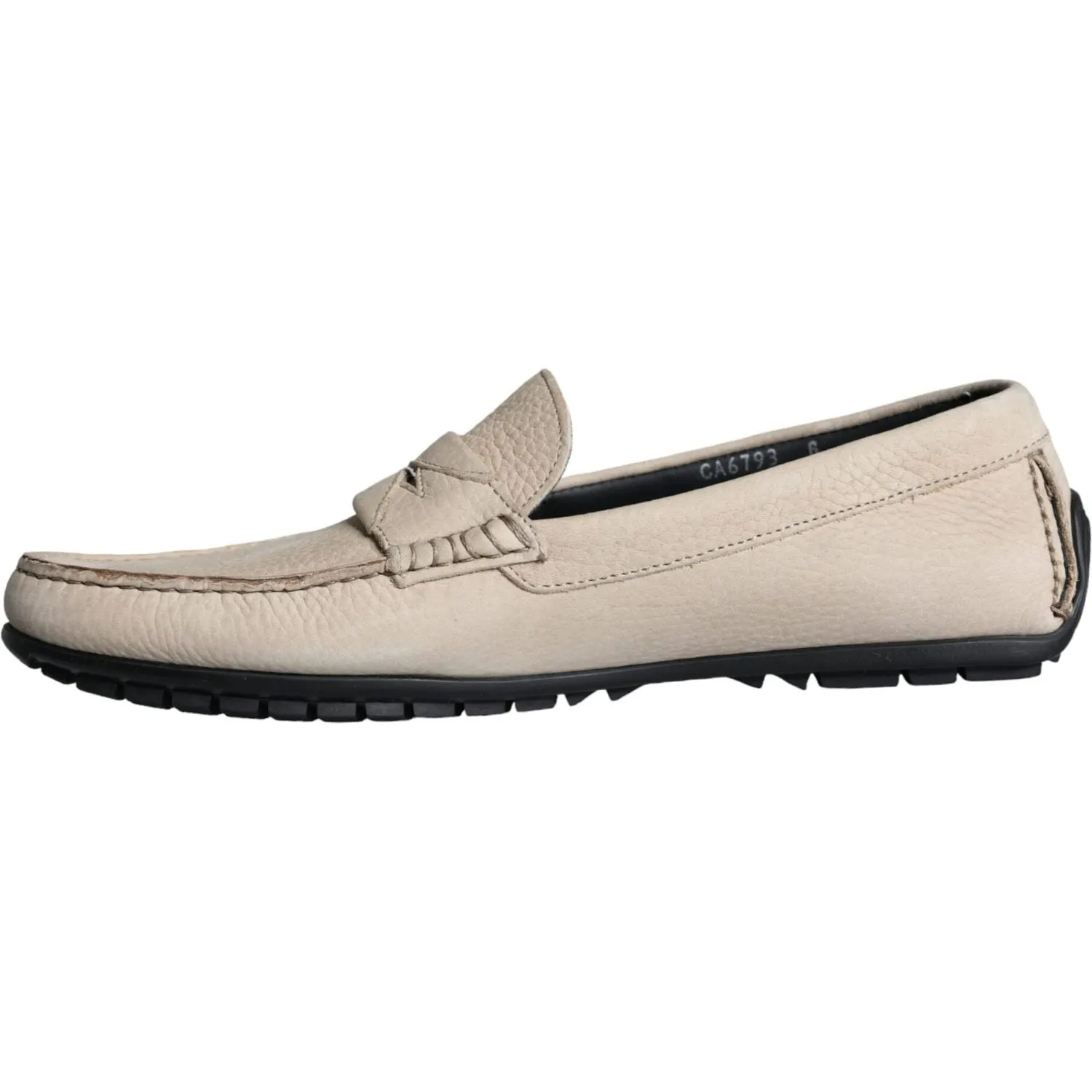 Dolce & Gabbana Beige Leather Slip Mocassin Loafers Men Shoes