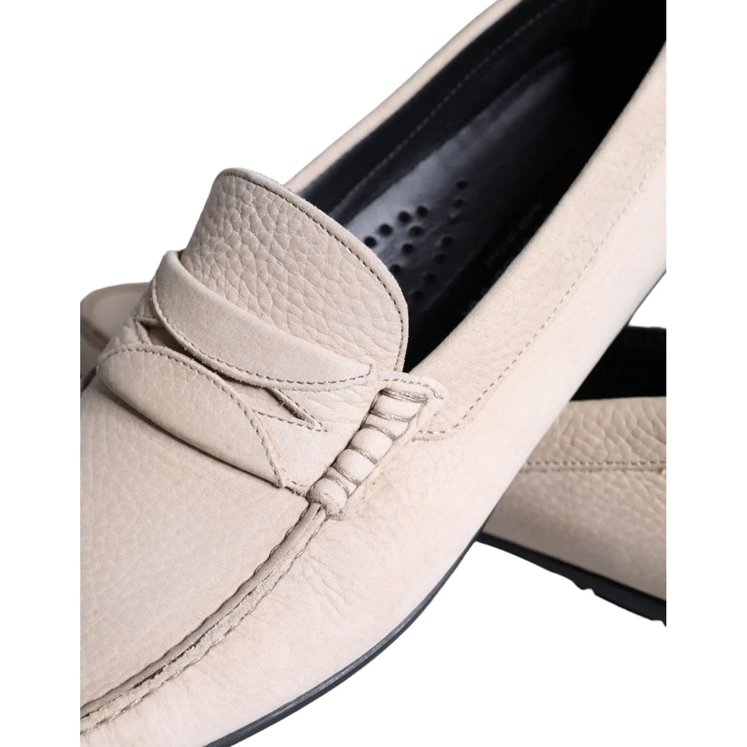 Dolce & Gabbana Beige Leather Slip Mocassin Loafers Men Shoes