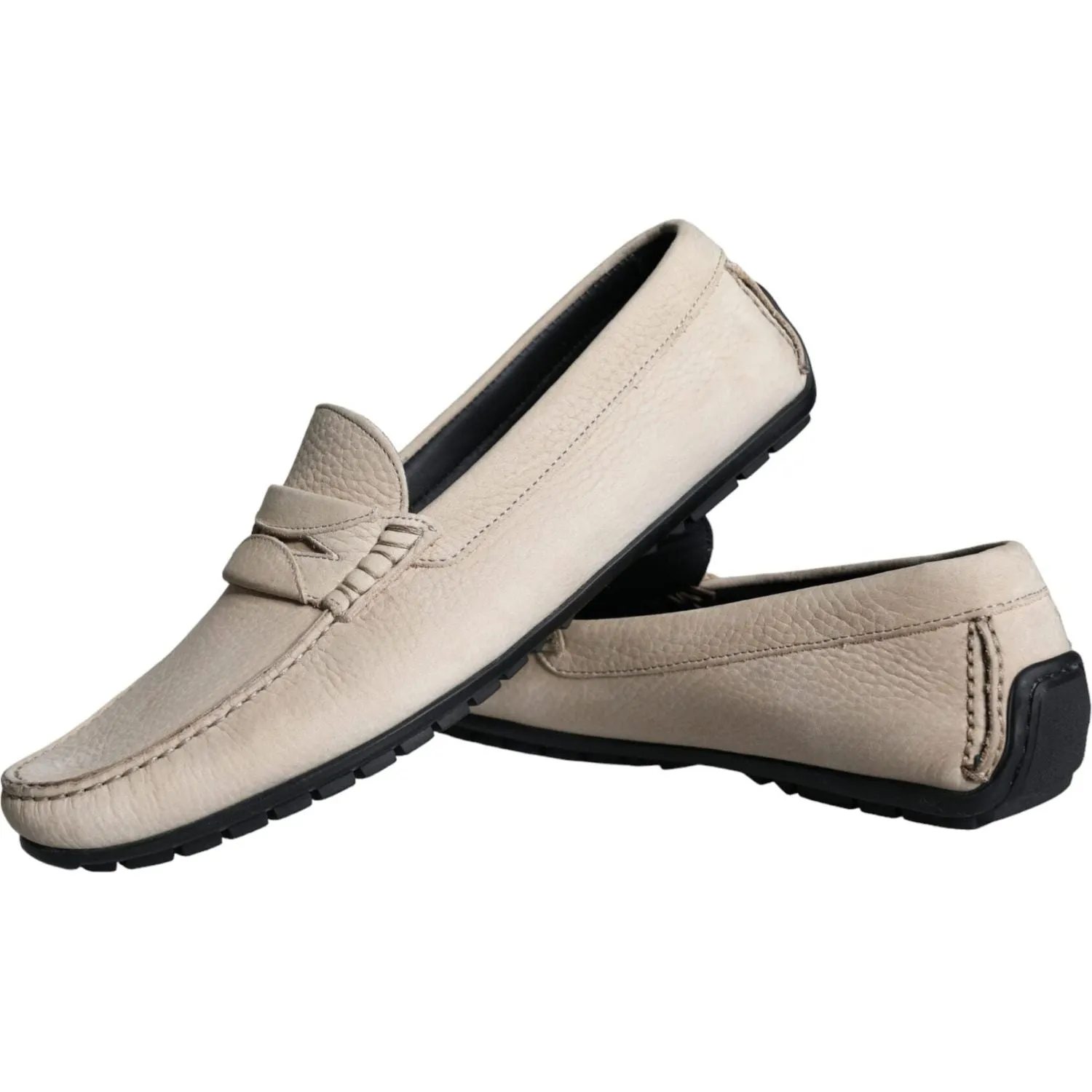 Dolce & Gabbana Beige Leather Slip Mocassin Loafers Men Shoes