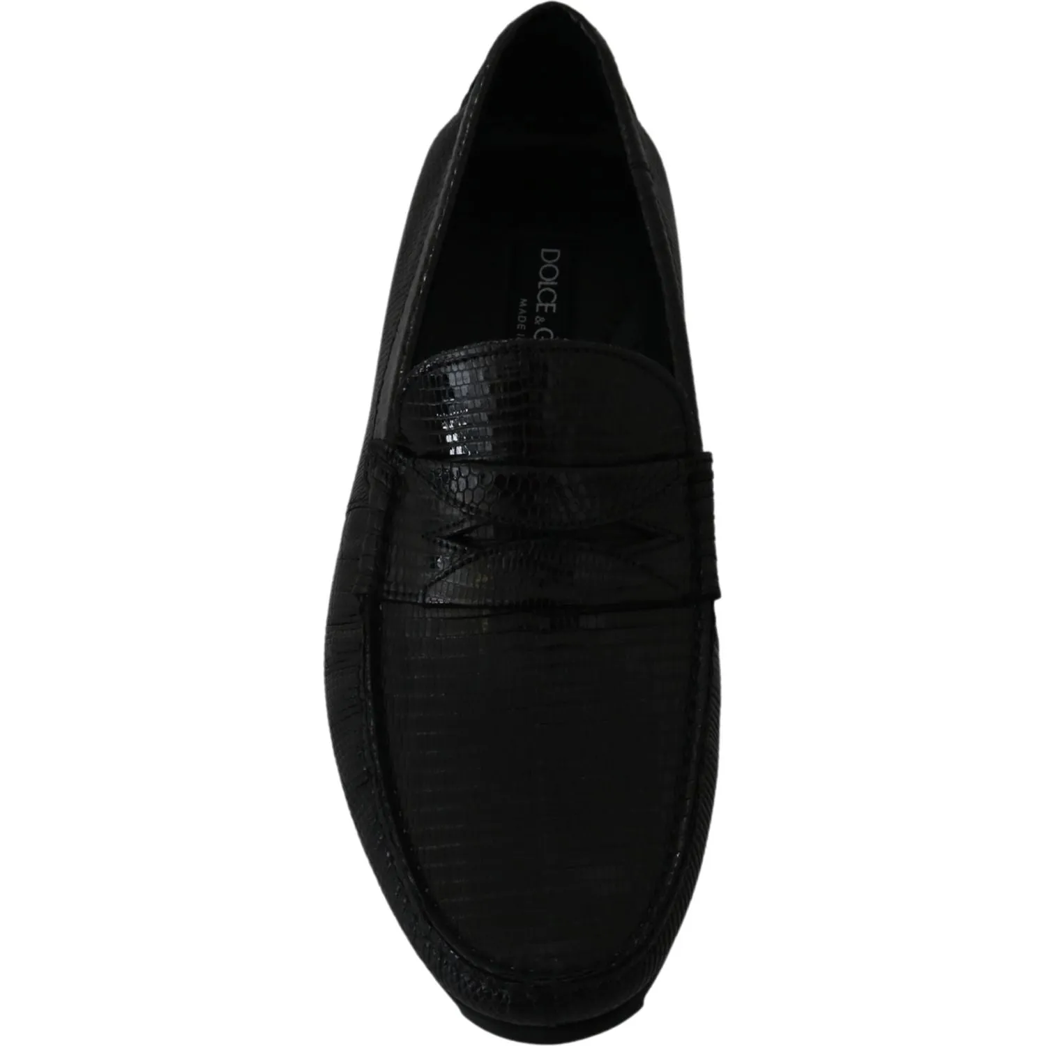 Dolce & Gabbana Exquisite Black Lizard Leather Loafers