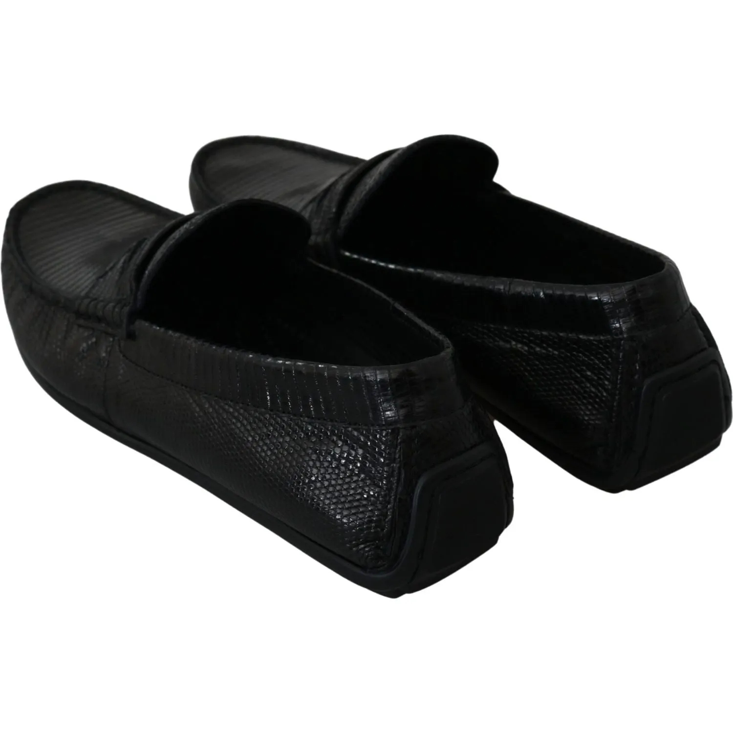 Dolce & Gabbana Exquisite Black Lizard Leather Loafers