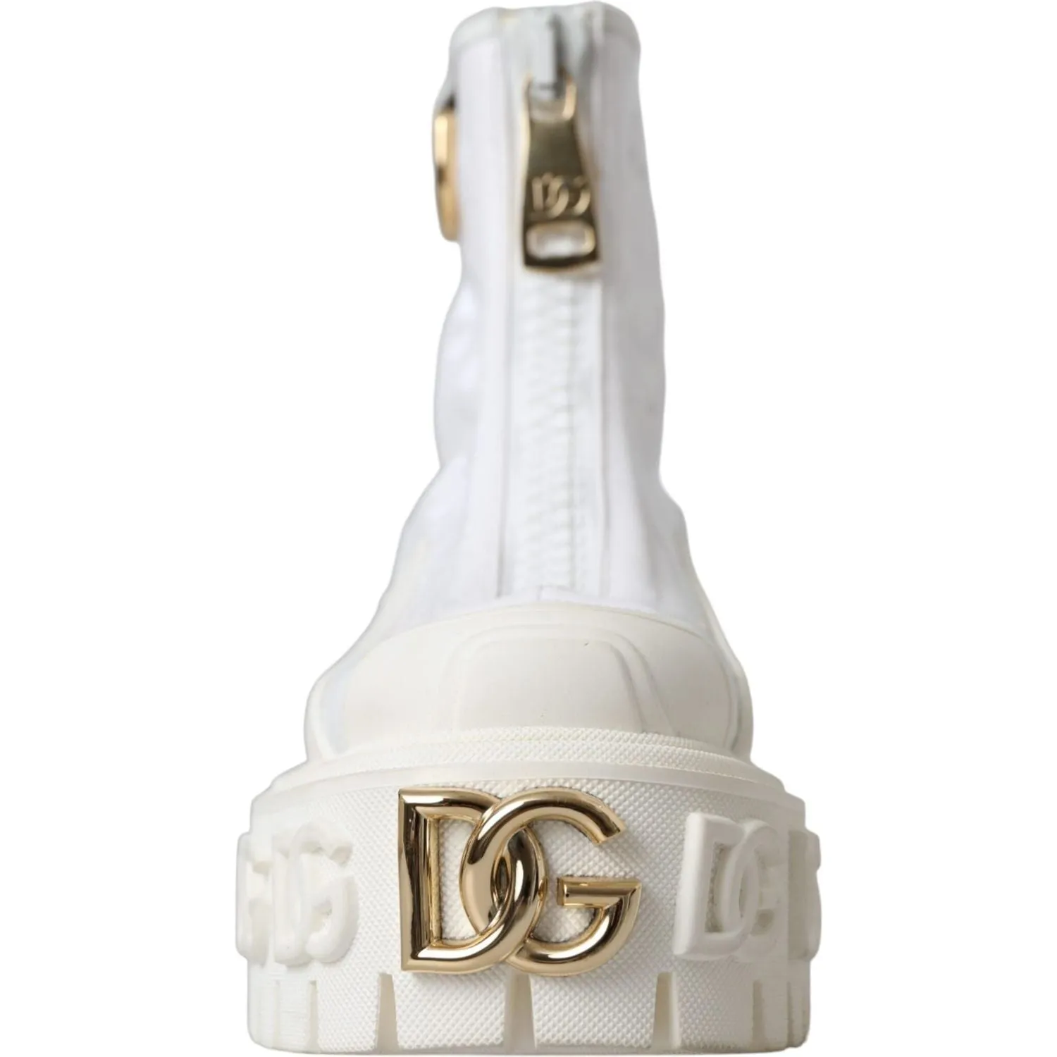 Dolce & Gabbana White Leather Rubber Logo Ankle Boots Shoes