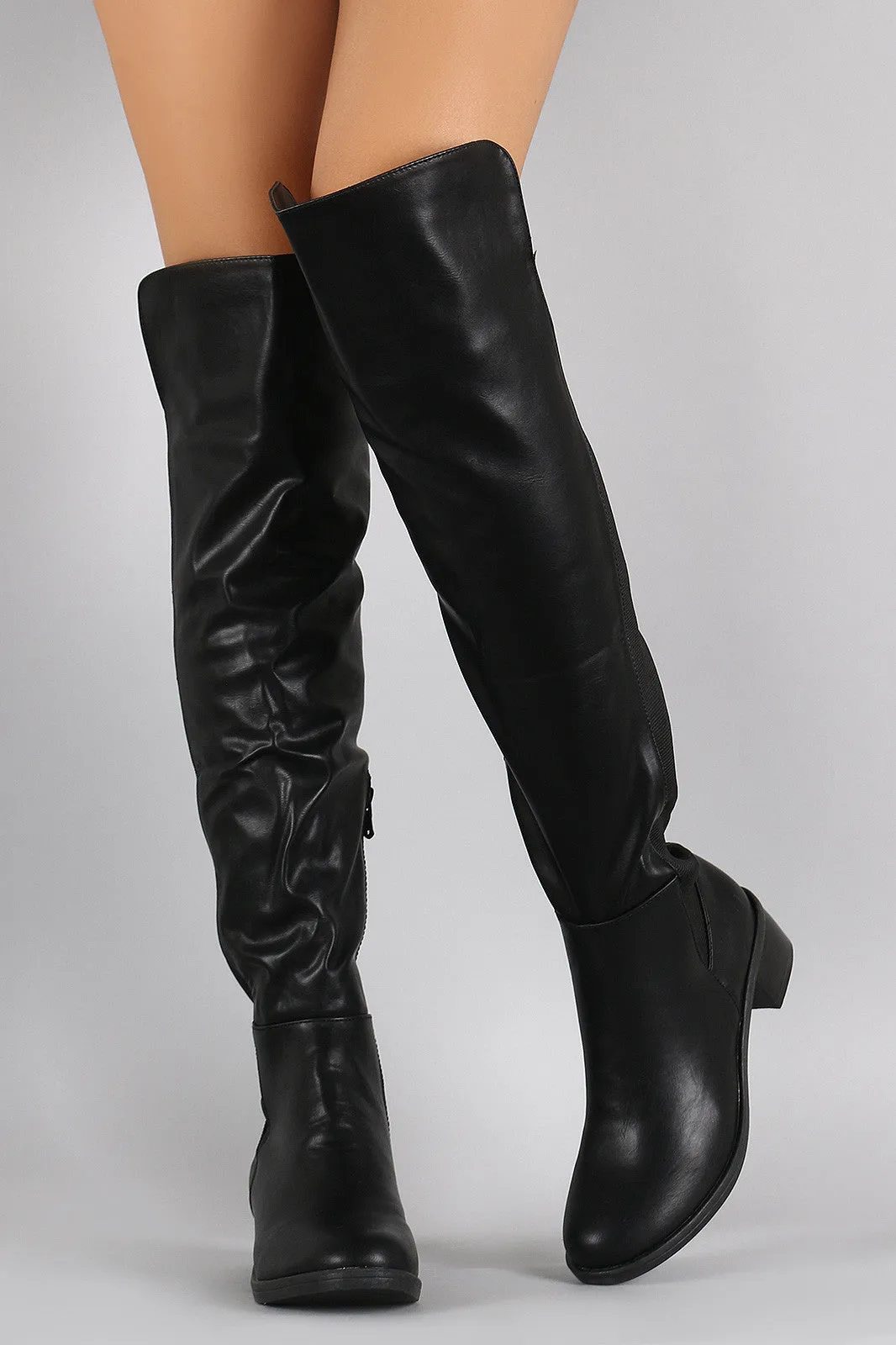 Elasticized Panel Riding Over-The-Knee Boots