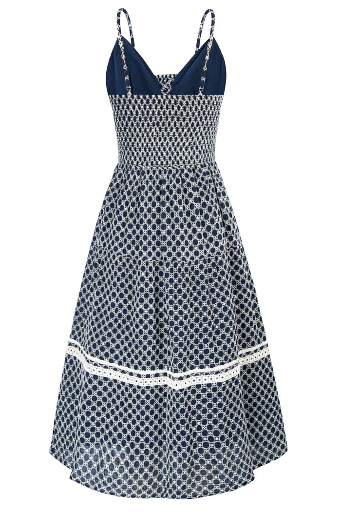 Embossed Spaghetti strap A-line dress