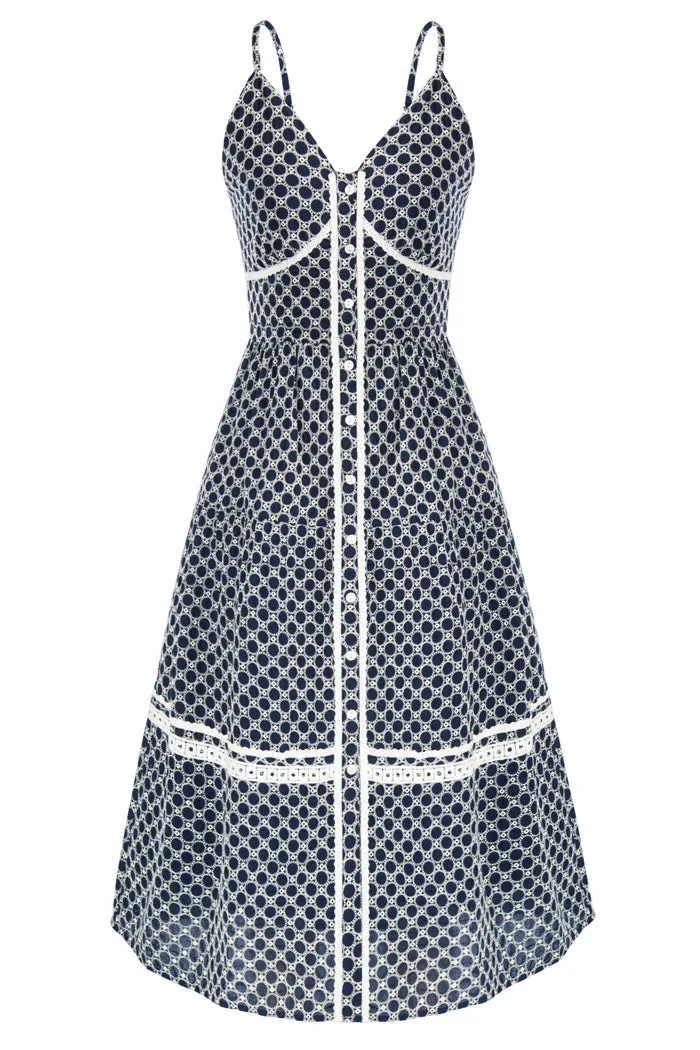 Embossed Spaghetti strap A-line dress