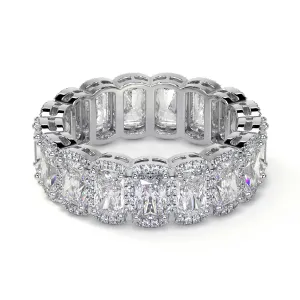 Emerald Cut Diamond Eternity Ring With Halo