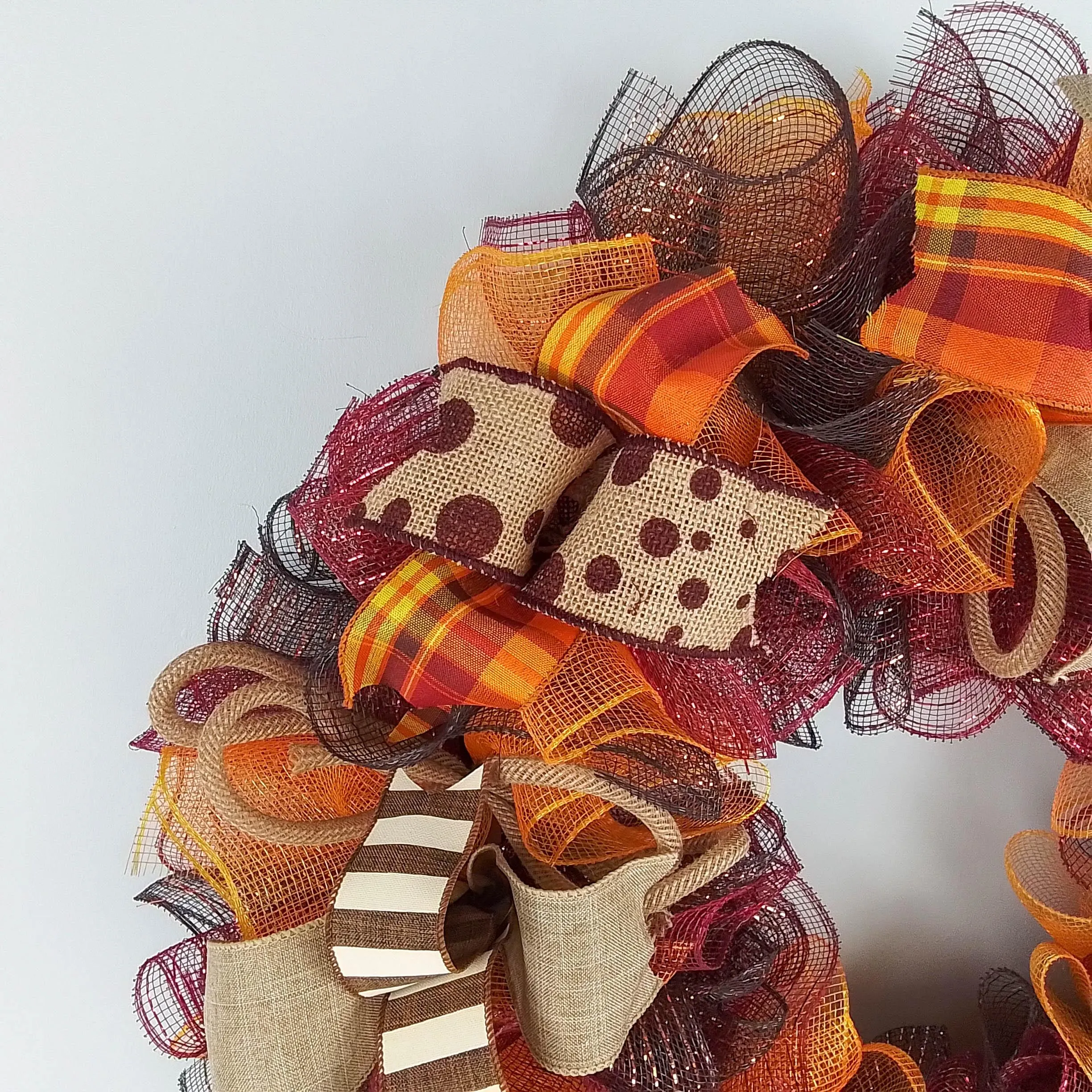 Fall Wreaths | Maroon Orange Thanksgiving Wreath : F2