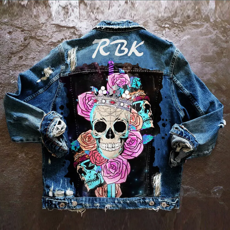 Fashion trendy cool graffiti illustration denim jacket