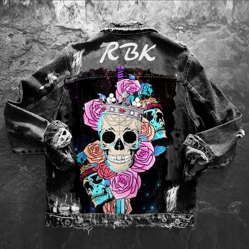 Fashion trendy cool graffiti illustration denim jacket