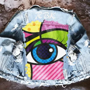 Fashion trendy cool graffiti illustration denim jacket