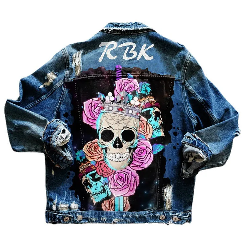 Fashion trendy cool graffiti illustration denim jacket