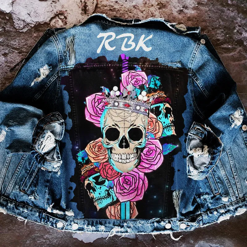 Fashion trendy cool graffiti illustration denim jacket