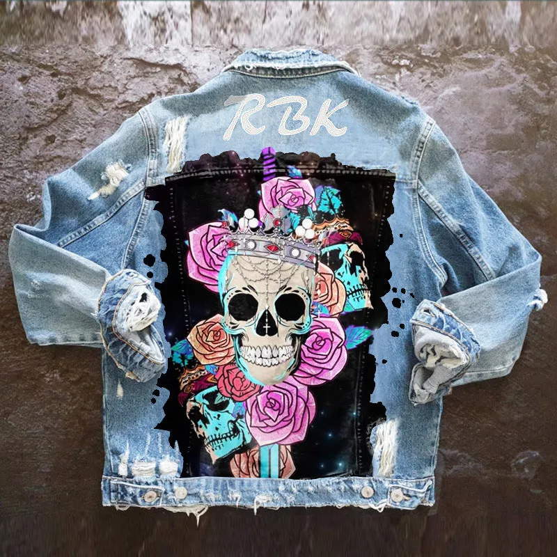 Fashion trendy cool graffiti illustration denim jacket