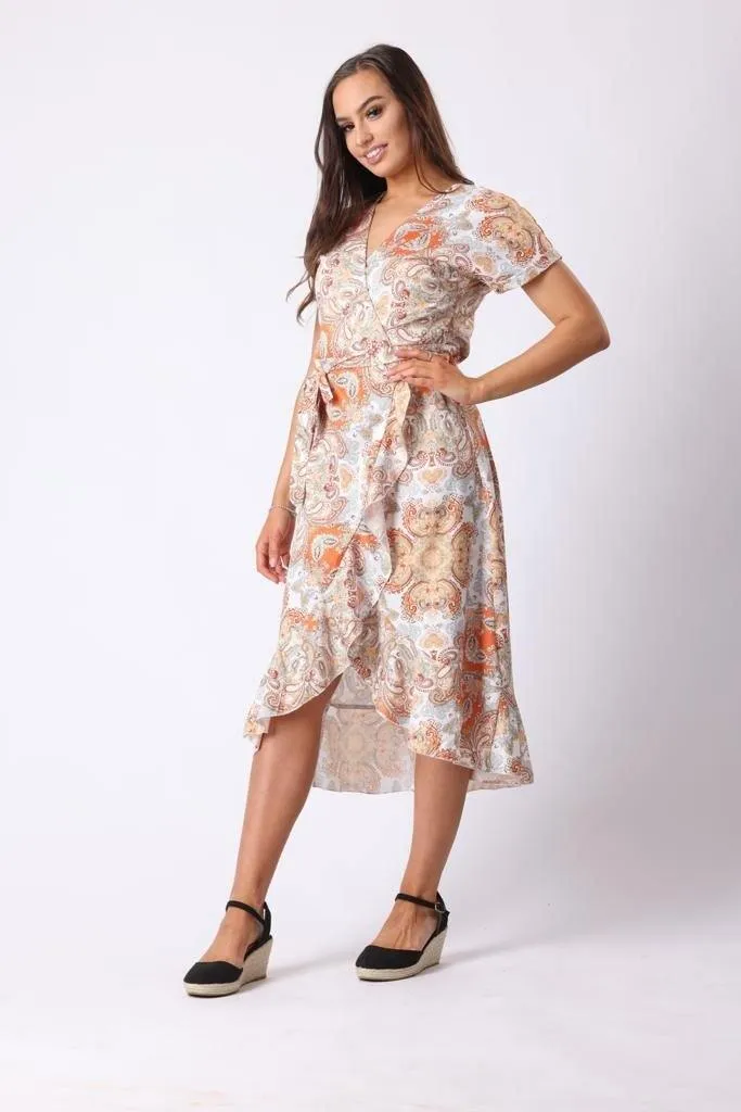 Floral Tie Waist Midi Dress