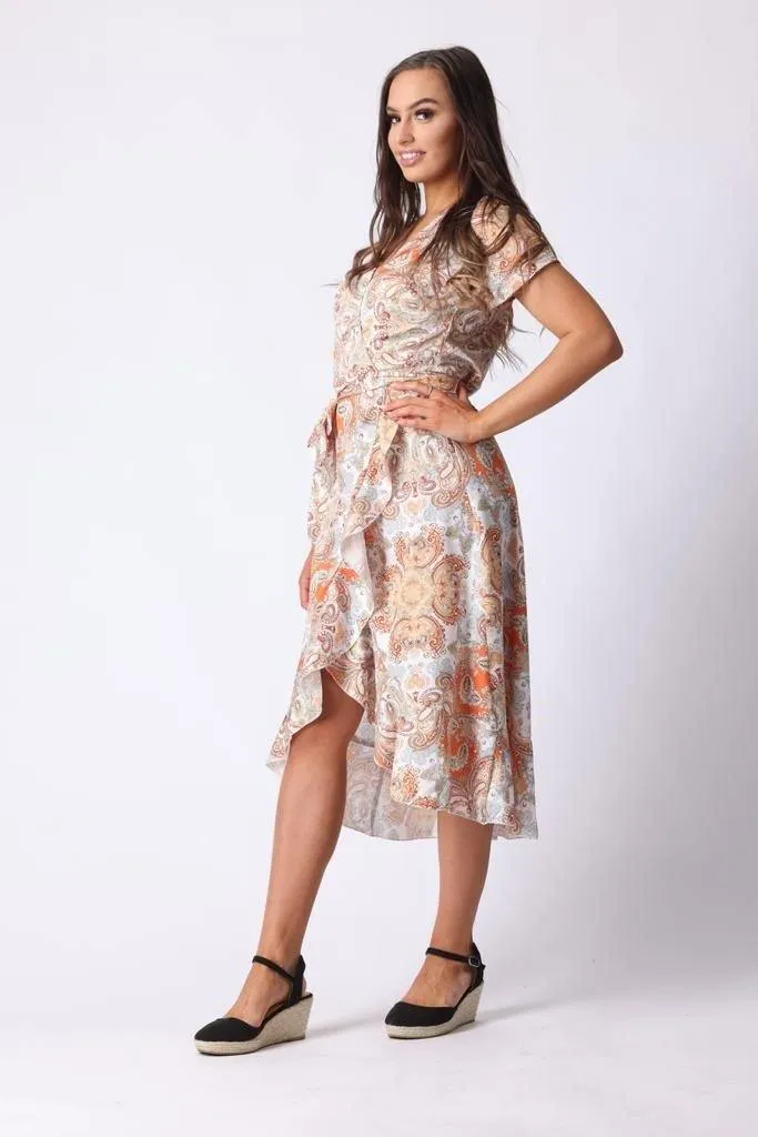 Floral Tie Waist Midi Dress