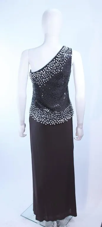 GIORGIO Beverly Hills Grey Sequin and Beaded Gown Size 8