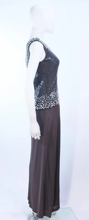 GIORGIO Beverly Hills Grey Sequin and Beaded Gown Size 8