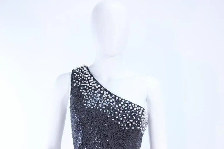 GIORGIO Beverly Hills Grey Sequin and Beaded Gown Size 8