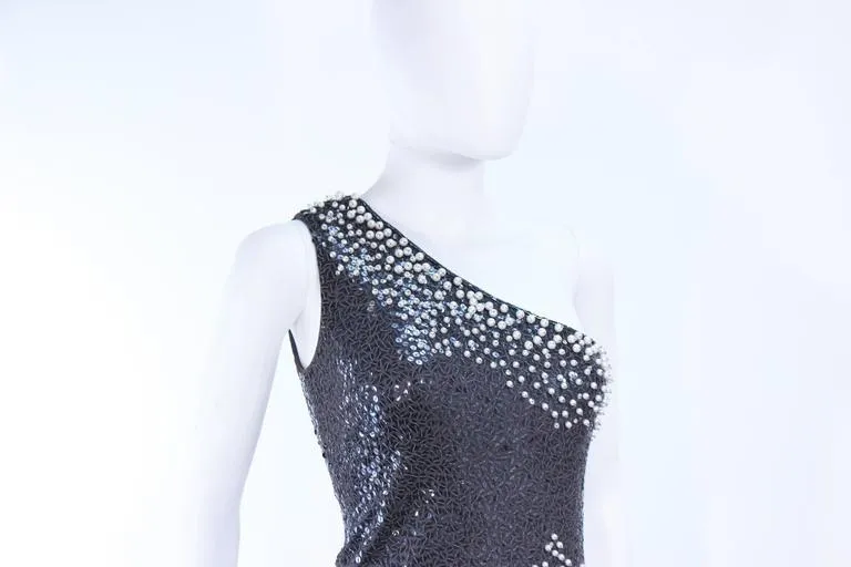 GIORGIO Beverly Hills Grey Sequin and Beaded Gown Size 8