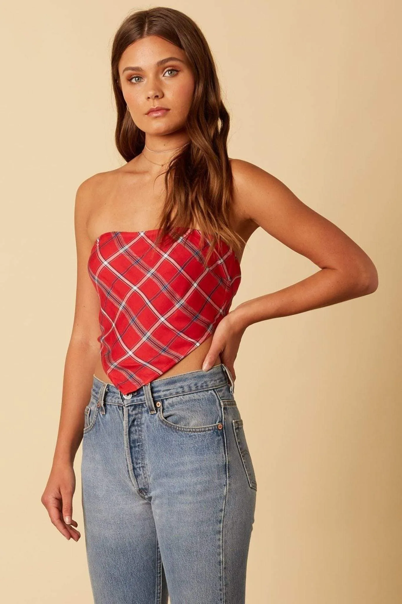 Grieer Bandana Crop Top Red/Blue